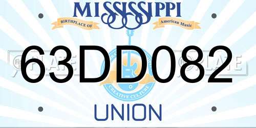 63DD082 Mississippi License Plate
