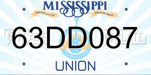 63DD087 Mississippi License Plate