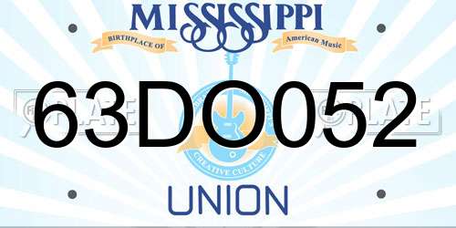 63DO052 Mississippi License Plate