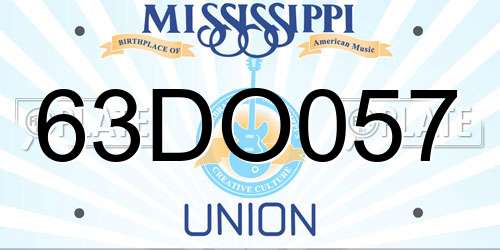 63DO057 Mississippi License Plate