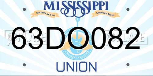 63DO082 Mississippi License Plate