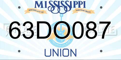 63DO087 Mississippi License Plate