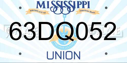 63DQ052 Mississippi License Plate