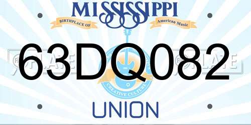 63DQ082 Mississippi License Plate