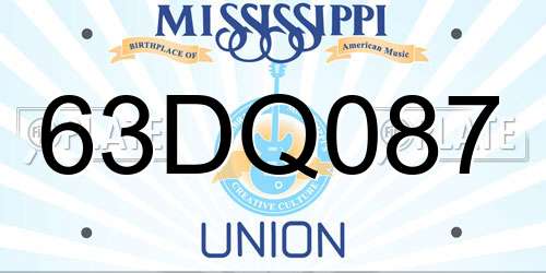 63DQ087 Mississippi License Plate