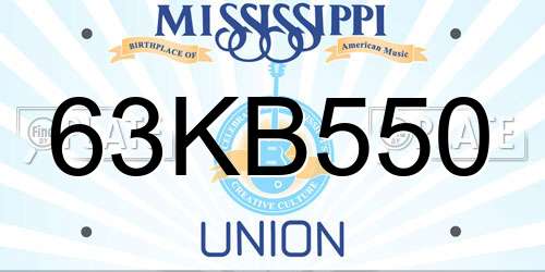 63KB550 Mississippi License Plate