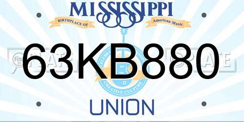 63KB880 Mississippi License Plate