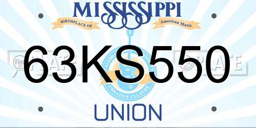 63KS550 Mississippi License Plate