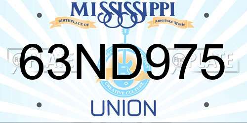 63ND975 Mississippi License Plate