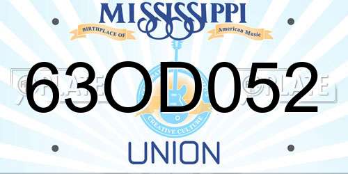 63OD052 Mississippi License Plate