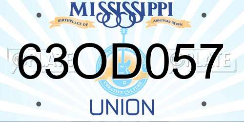 63OD057 Mississippi License Plate