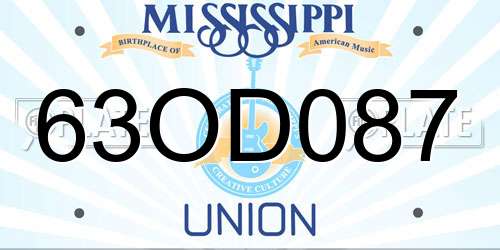 63OD087 Mississippi License Plate