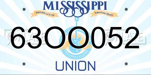 63OO052 Mississippi License Plate