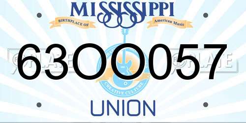 63OO057 Mississippi License Plate