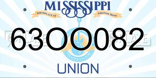 63OO082 Mississippi License Plate
