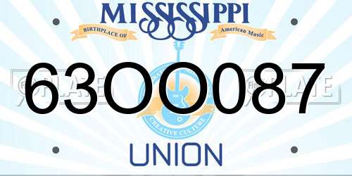 63OO087 Mississippi License Plate