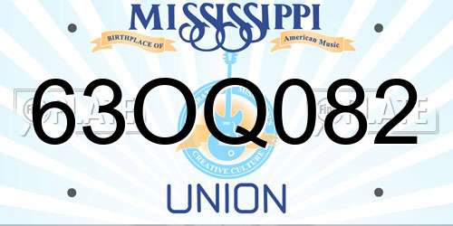 63OQ082 Mississippi License Plate