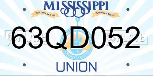 63QD052 Mississippi License Plate