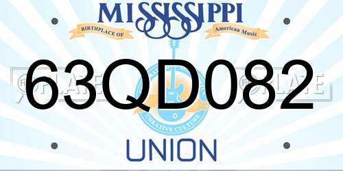 63QD082 Mississippi License Plate