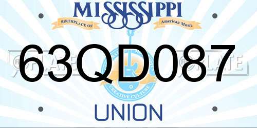 63QD087 Mississippi License Plate