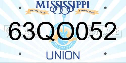 63QO052 Mississippi License Plate