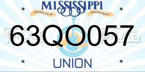 63QO057 Mississippi License Plate
