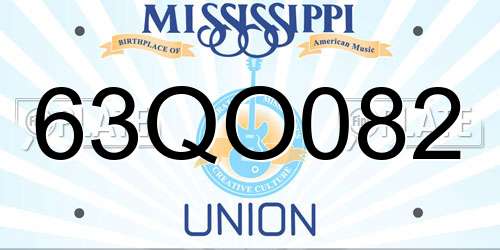 63QO082 Mississippi License Plate