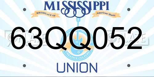 63QQ052 Mississippi License Plate