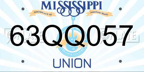 63QQ057 Mississippi License Plate