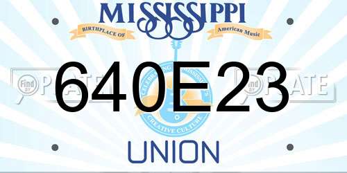 640E23 Mississippi License Plate