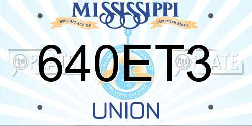 640ET3 Mississippi License Plate