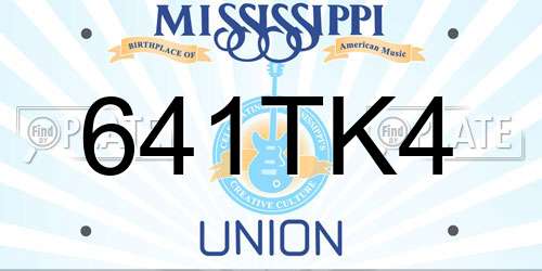 641TK4 Mississippi License Plate