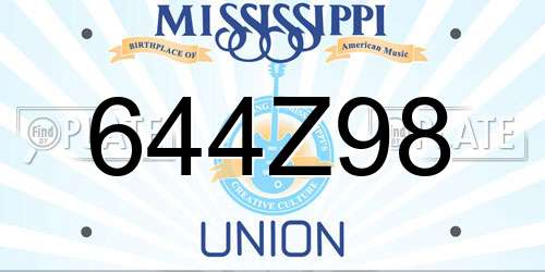 644Z98 Mississippi License Plate
