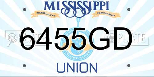 6455GD Mississippi License Plate