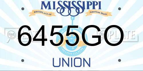 6455GO Mississippi License Plate