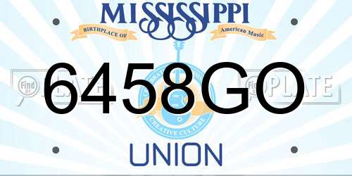 6458GO Mississippi License Plate