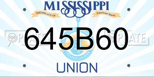 645B60 Mississippi License Plate