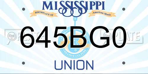 645BG0 Mississippi License Plate