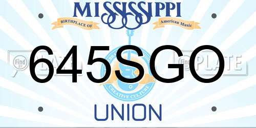 645SGO Mississippi License Plate