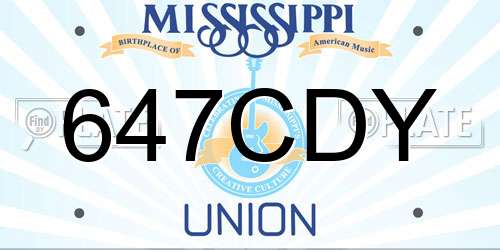 647CDY Mississippi License Plate