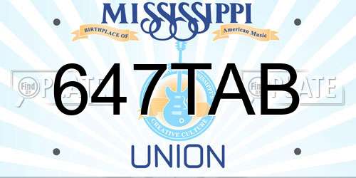 647TAB Mississippi License Plate