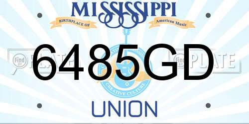 6485GD Mississippi License Plate