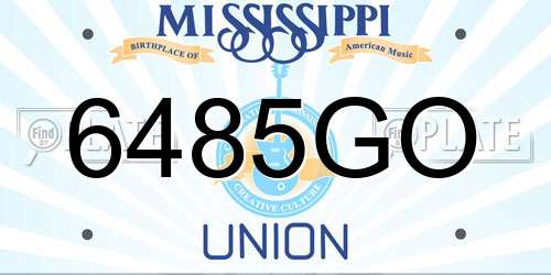 6485GO Mississippi License Plate