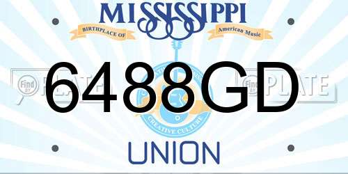 6488GD Mississippi License Plate