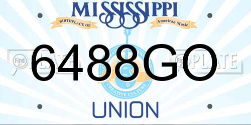 6488GO Mississippi License Plate