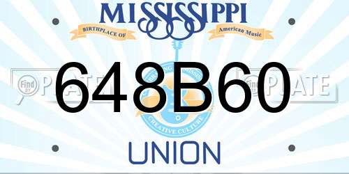 648B60 Mississippi License Plate