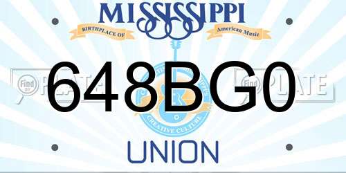 648BG0 Mississippi License Plate