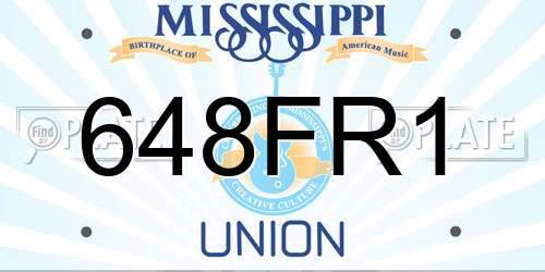 648FR1 Mississippi License Plate