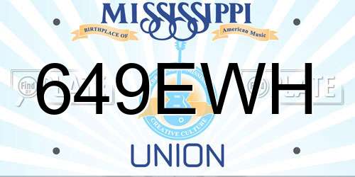 649EWH Mississippi License Plate