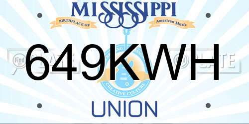 649KWH Mississippi License Plate